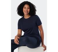 Schiesser Damen Schlafshirt Kurzarm Modal - Mix + Relax Pyjamaoberteil, Blau_175475, 46 Große Größen EU