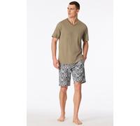 Schiesser Herren Shlafshirt Kurzarm V-Ausschnitt - Mix + Relax - Organic Cotton