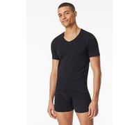 Schiesser T-Shirt V-Ausschnitt Premium Cotton Kurzarm, 95% Bio-Baumwolle, Schwarz Herren Größe 4