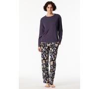 Schiesser Damen Schlafshirt Langarm Baumwolle - Mix + Relax Pyjamaoberteil, Indigo_182103, 36