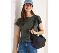 Cecil Damen Shirt mit Boatneck in Ajour-Optik in Grün, Gr: 3XL
