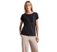 Street One Frauen Shirt mit feinen Linien in Schwarz, Gr: 36