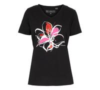 T-Shirt BONPRIX, Damen, Gr. 48/50 (XL), schwarz bedruckt, Obermaterial: 100% Baumwolle, figurumspielend, Shirts T-Shirt, aus Baumwolle, mit floralem Druck, Kurzarm-Design (89306922-48) schwarz bedruck