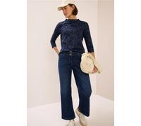 Cecil Damen-Shirt 3227778 mit Minimal-Print, 3/4-Arm, Baumwoll-Mix urban dunkelblau XL