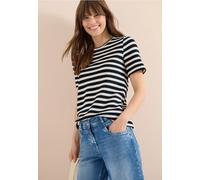 Strickpullover CECIL, Damen, Gr. M (40), universal blau, Strick, Obermaterial: 42% Baumwolle, 40% Polyester, 17% Viskose, 1% Elasthan, gestreift, regular fit normal, Rundhals, Pullover Strickpullover,