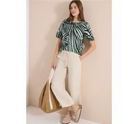 Kurzarmshirt CECIL, Damen, Gr. XXL (46), palm breeze grün, Jersey, Obermaterial: 50% Baumwolle, 50% Modal, geblümt, normal hüftbedeckend, Rundhals, abgesteppte Kante, Shirts, Sommershirt mit grafische