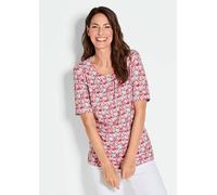 Print-Shirt GOLDNER "Kurzgröße Multicolor-Halbarmshirt mit Rundhals", Damen, Gr. 21, rosa (pink, gemustert), Obermaterial: 96% Viskose CV. 4% Elasthan EL., normal, Sonstiges, Shirts, Ohne (75325056-21