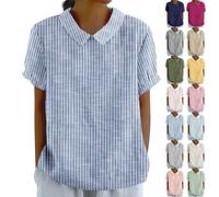 Shirt Oversize Damen Deals of The Day T-Shirt Leinenbluse Sommer Baumwoll Leinen Oberteile Vintage Einfarbig Tunika Bluse Basic Kurzarm Shirt Outlet Angebote Sale