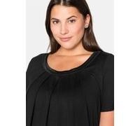 Shirt in A-Linie mit dekorativer Blende, aus Viskose-Jersey, schwarz, Gr.48/50