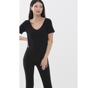 Mey Damen-Shirt Serie Superfine Organic mit V-Ausschnitt 1/2-Arm Schwarz 3XL (48)
