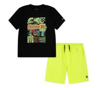Shirt & Shorts HURLEY "HRLB S/S TEE & MESH SHORT SET", Jungen, Gr. 116, volt, Obermaterial: 95% Polyester, 5% Elasthan. Obermaterial Hose: 100% Polyester, KOB Set-Artikel, für Kinder, sportlicher Stil