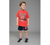 Shirt & Shorts KIDSWORLD "CARS 2tlg. Set T-Shirt+Hose: LIGHTNING MCQUEEN - Disney", Jungen, Gr. 128/134, rot, schwarz, Single Jersey, Obermaterial: 100% Baumwolle, bedruckt, KOB Set-Artikel, Set, aus