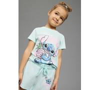 Shirt & Shorts KIDSWORLD "STITCH 2tlg. Set von Disney", Mädchen, Gr. 128/134, türkis, Single Jersey, Obermaterial: 100% Baumwolle, bedruckt, KOB Set-Artikel, verschiedene Größen, bedrucktes Design, au