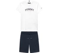 Shirt & Shorts TOMMY HILFIGER "MONOTYPE GRAPHIC TEE SHORT SET", Jungen, Gr. 5 (110), weiß, Jersey, Obermaterial: 80% Baumwolle, 20% Polyester, unifarben, KOB Set-Artikel, Kinder bis 16 Jahre, Druck, r