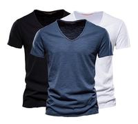 Shirt V Ausschnitt Herren,Tshirt Herren Sommer T-Shirt V-Ausschnitt Regular Fit Kurzarm Freizeitshirt Atmungsaktiv Tee S/M/L/Xl/Xxl/3Xl/4Xl/5Xl