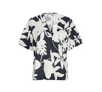 Shirtbluse ALBA MODA "Bluse Bluse", Damen, Gr. 38, blau (marine), Obermaterial: 97% Baumwolle CO. 3% Elasthan EL., Modern, V-Ausschnitt, Blusen (25554941-38) marine