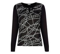 Shirtbluse ALBA MODA "Blusenshirt Blusenshirt mit Kettendruck", Damen, Gr. 36, schwarz, Obermaterial: 53% Cupro CUP. 47% Viskose CV., Modern, Blusen (90439008-36) schwarz