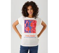 Shirtbluse ANISTON CASUAL, Damen, Gr. 38, bunt (wollweiß, orange, rot, pink, rosa, blau, jeansblau), Crêpe, Obermaterial: 98% Polyester, 2% Elasthan. Rückenteil: 95% Viskose, 5% Elasthan, Strukturmust