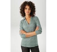 Shirtbluse ANISTON CASUAL, Damen, Gr. 46, weiß (dunkelgrün, jade, weiß, ocker), Single Jersey, Obermaterial: 95% Viskose, 5% Elasthan, Paisley, bedruckt, gemustert, figurumspielend hüftbedeckend, V-Au