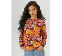 Shirtbluse ANISTON SELECTED, Damen, Gr. 36, orange (orange, braun, ockergelb, rose, limonengelb), Crêpe, Obermaterial: 97% Polyester, 3% Elasthan, geblümt, figurumspielend hüftbedeckend, Rundhals, Bün