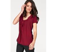Shirtbluse ANISTON SELECTED, Damen, Gr. 42, rot, Chiffon, Obermaterial: 95% Viskose, 5% Elasthan. Chiffon: 100% Polyester, unifarben, figurumspielend hüftlang, tiefer V-Ausschnitt, normaler Saum, Blus