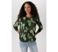 Shirtbluse ANISTON SELECTED, Damen, Gr. 44, grün (kiwigrün, tanngrün, pistazie), Crêpe, Obermaterial: 97% Polyester, 3% Elasthan, bedruckt, gemustert, figurumspielend hüftbedeckend, Rundhals, Bündchen