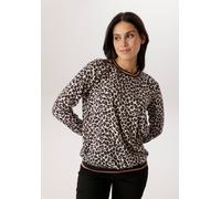 Shirtbluse ANISTON SELECTED, Damen, Gr. 46, bunt (camel, beige, schwarz), Crêpe, Obermaterial: 97% Polyester, 3% Elasthan, animal-print, bedruckt, gemustert, figurumspielend hüftbedeckend, Rundhals, B