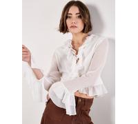 Shirtbluse APRICOT "Apricot Bindeband-Rüschen-Crop-Top", Damen, Gr. XS (34), beige (creme), Obermaterial: 100% Polyester PES., Blusen (15573602-34) creme