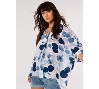 Shirtbluse APRICOT "Bedrucktes Blusentop", Damen, Gr. M (38), blau (navy), gewebt, Obermaterial: 65% Viskose CV. 35% Polyester PES., bedruckt, V-Ausschnitt, Blusen, mit Kellerfalte (45913536-M) navy