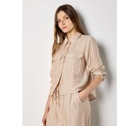 Shirtbluse APRICOT "Boxy-Shirt mit Nadelstreifen", Damen, Gr. XS (34), grau (stein), gewebt, Obermaterial: 91% Viskose CV. 9% Nylon NY., 1-Knopf-Manschetten, Blusen, mit Knopfleiste (28891634-34) stei