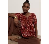 Shirtbluse APRICOT "Ikat-Bluse mit Stickerei", Damen, Gr. XS (34), rot (burgandy), gewebt, Obermaterial: 98% Viskose CV. 2% metallisierte Fasern MTF., bedruckt, Blusen, mit Quasten (20850633-34) burga