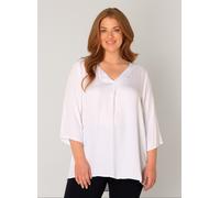 Shirtbluse BASE LEVEL CURVY "Yanina", Damen, Gr. 44, weiß, Web, Obermaterial: 100% Viskose, unifarben, figurumspielend hüftbedeckend, V-Ausschnitt, mit Knöpfen, Blusen, mit V-Ausschnitt (68802652-44)