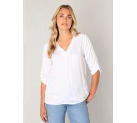 Shirtbluse BASE LEVEL, Damen, Gr. 44, weiß, Web, Obermaterial: 100% Viskose, unifarben, figurumspielend hüftbedeckend, V-Ausschnitt, mit Aufschlag 1-Knopf-Manschette mit Knöpfen,verstellbar, Blusen, m