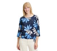 Shirtbluse BETTY & CO "Damen mit Print", Damen, Gr. 44, blau (dunkelblau, blau), Obermaterial: 56% Viskose, 44% Baumwolle., lässig geschnitten normal, Rundhals, Blusen (39422864-44) dunkelblau, blau