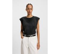 Shirtbluse BOSS ORANGE "Irnette Premium Damenmode", Damen, Gr. 36, schwarz (schwarz 001), Web, Obermaterial: 60% Cupro, 40% Viskose, unifarben, regular fit, Rundhals, mit Umschlag, Blusen, mit Ärmelau