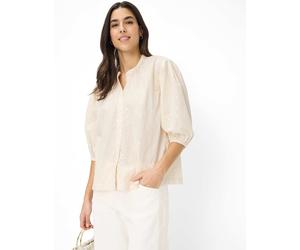 Shirtbluse BRAX "Style VIV", Damen, Gr. 36, beige (hellbeige), Web, 80% Baumwolle, 20% Polyester, V-Ausschnitt, Blusen (15428953-36) hellbeige
