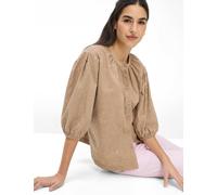 Shirtbluse BRAX "Style VIV", Damen, Gr. 42, beige (hellbraun), Web, 80% Baumwolle, 20% Polyester, V-Ausschnitt, Blusen (60887265-42) hellbraun