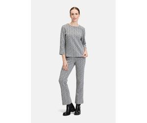 Shirtbluse CARTOON "Damen mit Jacquard", Damen, Gr. 34, blau (dunkelblau, blau), Obermaterial: 50% Polyester, 34% Baumwolle, 15% Viskose, 1% Elasthan, figurumspielend normal, Rundhals, Blusen (1654834