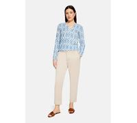Shirtbluse CARTOON "Damen mit Muster", Damen, Gr. 34, weiß, blau, Obermaterial: 100% Viskose, figurumspielend normal, V-Ausschnitt, Blusen (92948150-34) weiß, blau
