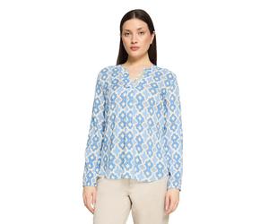 Shirtbluse CARTOON "Damen mit Muster", Damen, Gr. 36, weiß, blau, Obermaterial: 100% Viskose, figurumspielend normal, V-Ausschnitt, Blusen (92948150-36) weiß, blau