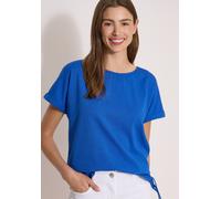 Shirtbluse CECIL, Damen, Gr. L (42), surf blau, Web, 75% Baumwolle, 25% Modal, unifarben, klassisch normal, Rundhals, normaler Saum, Blusen, mit Knotendetail am Saum (74569936-L) surf blau