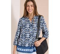 Shirtbluse CECIL, Damen, Gr. S (38), blau (universal blau), Stoff, 100% Viskose, gemustert, klassisch normal, Rundhals, elastischer Bund, Blusen, aus softer Viskose (68757724-S) universal blau