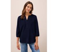 Shirtbluse CECIL, Damen, Gr. S (38), blau (urban dunkelblau), Web, 100% Baumwolle, unifarben, klassisch normal, Rundhals, Bündchen, Blusen, aus reiner Baumwolle (75848844-S) urban dunkelblau