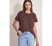 Shirtbluse CECIL, Damen, Gr. S (38), braun cacao, Web, 75% Baumwolle, 25% Modal, unifarben, klassisch normal, Rundhals, normaler Saum, Blusen, mit Knotendetail am Saum (75010817-S) braun cacao