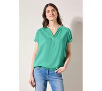 Shirtbluse CECIL, Damen, Gr. S (38), grün (agave grün), Stoff, 100% Viskose, unifarben, gerade normal, Rundhals, Bündchen, Blusen, aus softer Viskose (49312152-S) agave grün