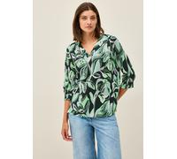 Shirtbluse CECIL, Damen, Gr. S (38), grün (ink grün), Web, 100% Baumwolle, gemustert, normal normal, V-Ausschnitt, elastischer Bund, Blusen, aus reiner Baumwolle (21751559-S) ink grün