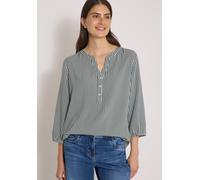Shirtbluse CECIL, Damen, Gr. S (38), grün (khaki), Stoff, 100% Viskose, gestreift, klassisch normal, Rundhals, Bündchen, Blusen, mit geschlitztem Rundhalsausschnitt (20580841-S) khaki
