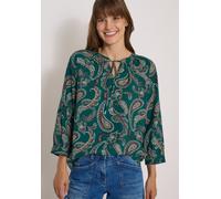 Shirtbluse CECIL, Damen, Gr. S (38), grün (schwarz fir grün), Stoff, 100% Viskose, gemustert, normal normal, Rundhals, abgesteppt, Blusen, aus softer Viskose (16347968-S) schwarz fir grün