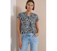 Shirtbluse CECIL, Damen, Gr. S (38), palm breeze grün, Web, Obermaterial: 100% Viskose, normal hüftbedeckend, Rundhals, abgesteppte Kante, Blusen, Sommerbluse mit Split Neck und Zebra-Print (70289161-