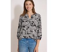 Shirtbluse CECIL, Damen, Gr. S (38), schwarz, Stoff, 100% Viskose, gemustert, klassisch normal, Rundhals, elastischer Bund, Blusen, mit 3/4 Ärmeln (36839529-S) schwarz